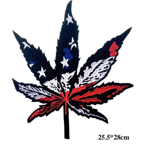 1Piece Big Hemp Leaf Patches Iron on Applique Patches for Clothing Fashion Brand T-shirt Handbag Patch Applique LSHB788