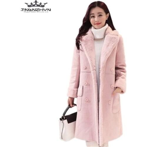 Tnlnzhyn 2019 New Winter Women Coats Thick Suede Lambs Wool Coat Female Warm Cotton Jacket Fashion Slim Parkas Y547
