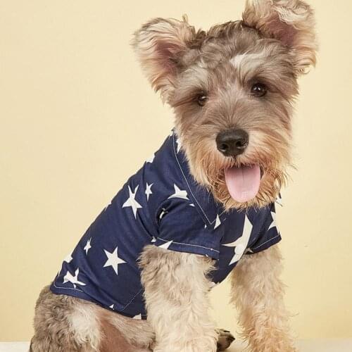 Cat Dog Streetwear T-shirt Star Print Breathable Thin Cats Dogs Summer Two-legged Shirt Skin-friendly Washable Pet Clothing
