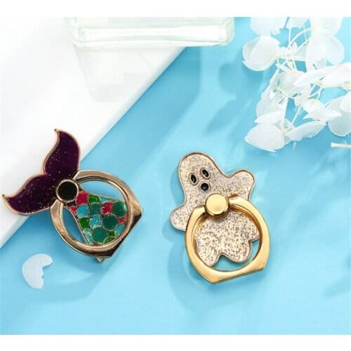 UVR Reuse Metal Finger Ring Starfish Jewelry Smart Phone Mermaid Stand Holder Penguin Mobile Phone Holder Stand For All Phone