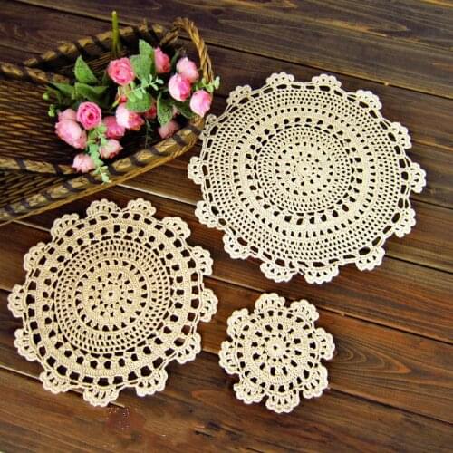 5 pcs/lot Handmade Vintage Coasters Crochet Hollow ROUND LACE Desk Mat SEWING Accessories Drink Pad WHOLESALE