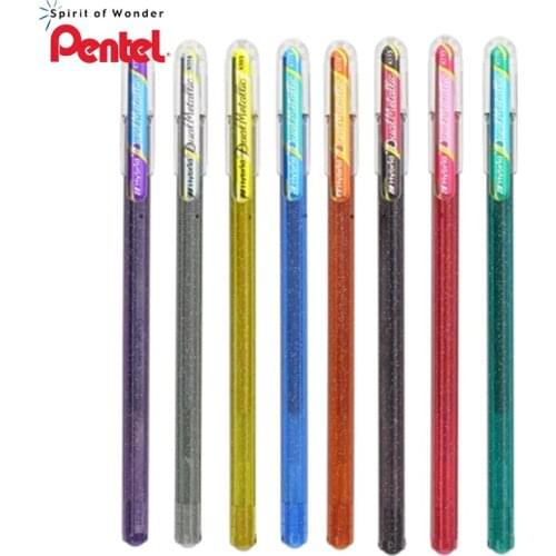 Japan Pentel flash 2 colors in one pen K110 high light greeting card color pen 8pcs/lot