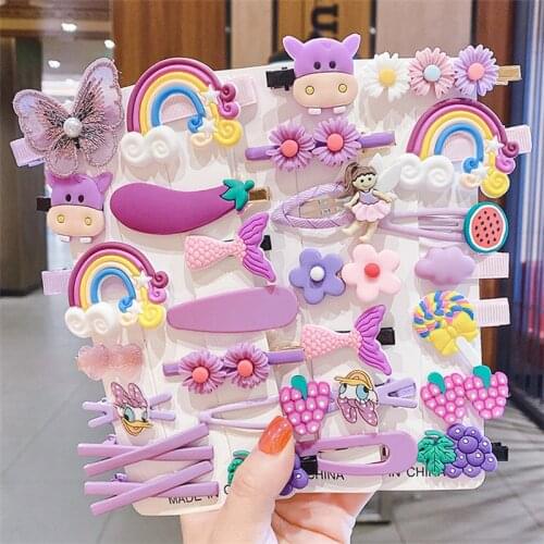 Colorful Cute Cartoon Kids Hair Clips Hairpins for Girls Sweet Fashion Crystal Pearl Barrette Headwear Hair Accessories Ornament
