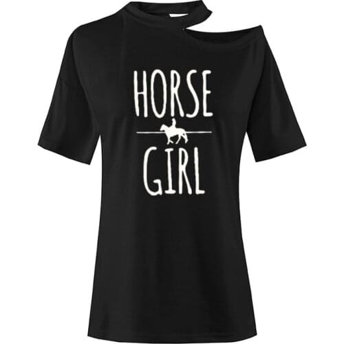 Summer Women Causal Tee Shirt Tops Camisetas Mujer HORSE GIRL Letter Print T Shirt Women Short Sleeve O Neck Loose TShirt Blusas