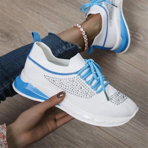 2020 Women Flats Fashion Socks Shoes Casual White Sneakers Summer Knitted Vulcanized Shoes Students Trainers Tenis Feminino 43