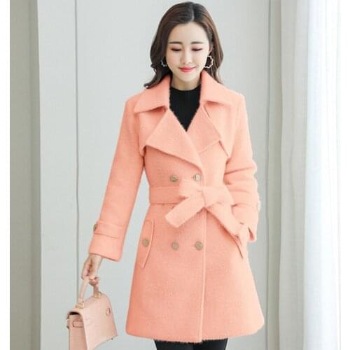 WYWAN Women Checked Wool Blend Overcoat Satin Lined Womens Long Double-Breasted Coat with Adjustable Tab at Cuffs Chic Style