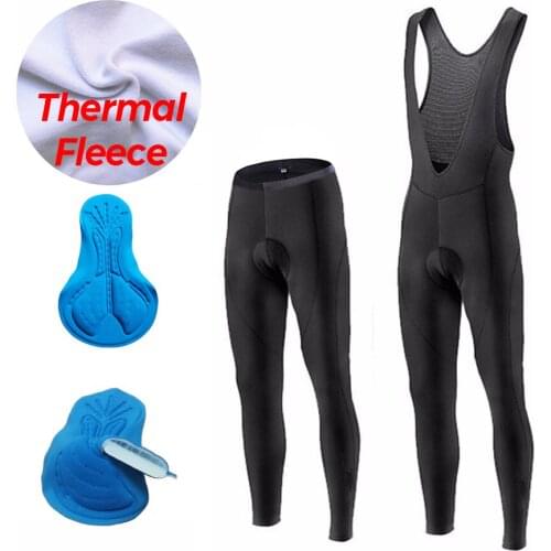 Winter Black Cycling Pants Thermal Fleece Cycling Tights Gel Pad Bike Bicycle Trousers Long Culotte Ciclismo Men Women Bike Wear