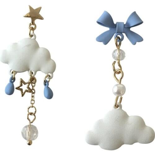 10 pair / lot fashion women jewelry accessories metal painted bow cloud earrings for women