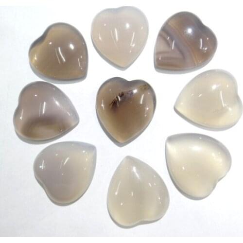12pcs natural stone Greya gates Heart-shaped No Hole cabochons Color mixing beads 25*23mm For DIY Jewelry Making Accessories