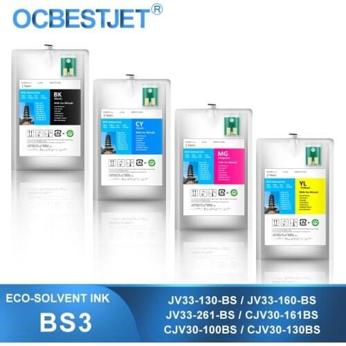 2Liter BS3 Eco-Solvent Ink Bag With Chips For Mimaki JV33-130-BS JV33-160-BS JV33-261-BS CJV30-100BS CJV30-130BS CJV30-161BS