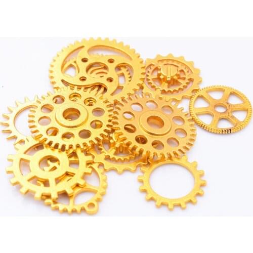 20pcs/lot Mixed Gold Color Plated Gear Charms Pendant DIY Handmade Jewelry Accessories