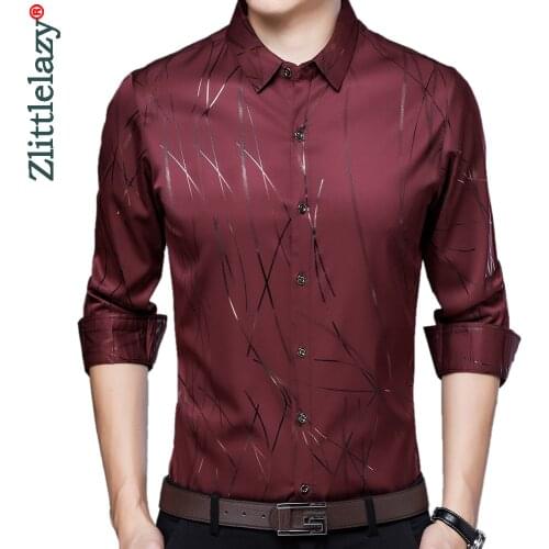2020 Fashion Casual Slim Fit Long Sleeve Brand Men Shirt Social Streetwear Clothes Striped Shirts Mens Dress High Quality 9118