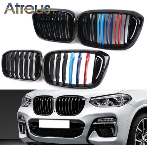 2X Carbon Fiber/Black Front Grill Grilles Kidney Replacement for New BMW G01 G02 X3 X4 2018 2019 2020 M Power Sport Accessories