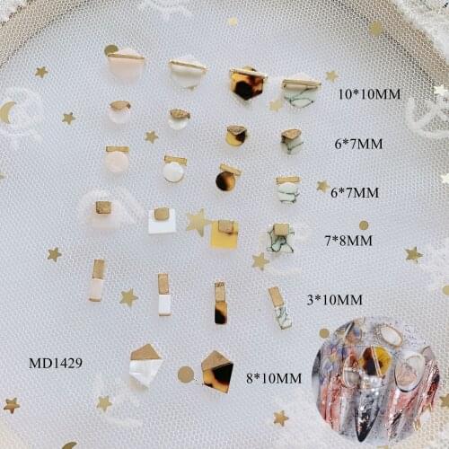 3D 50pcs/bag Mix-Design Metal Stone Charms Different shapes Mix design Nail Decoration 3D charms MD1429