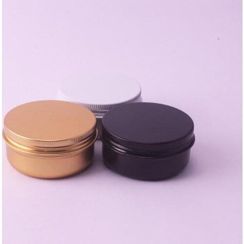 50g Aluminum Jar Gold Black White Cosmetic Cream Packing Tin Metal Container Aromatherapy Wax Storage Pot Screw Lid Wholesale