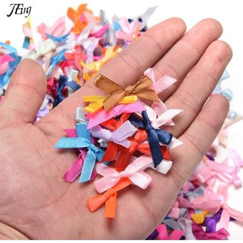 500pcs/lot Handmade DIY Small Polyester Satin ribbon Bow tie Wedding Scrapbooking Embellishment Crafts Accessory Decoration