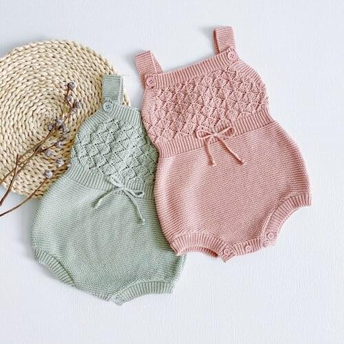 9189 Baby Clohes Knitted Bodysuit Autumn Winter 2021 Baby Girl Sweater One Piece Clothes Sleeveless Baby Boy Bodysuit Onesies