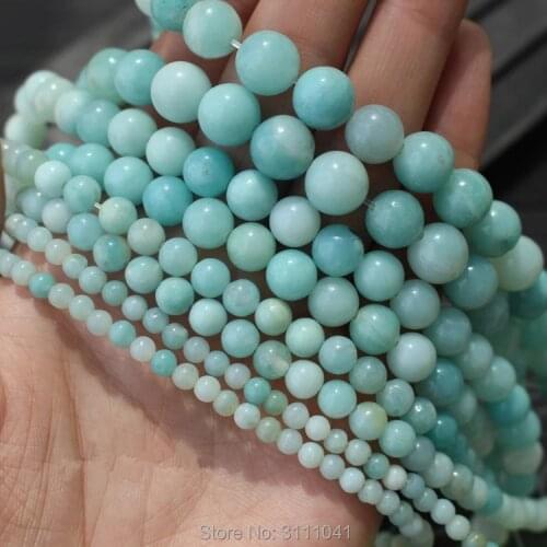 Amazonite green round 4-12mm 15" for DIY jewelry making loose beads FPPJ wholesale beads nature gem stone