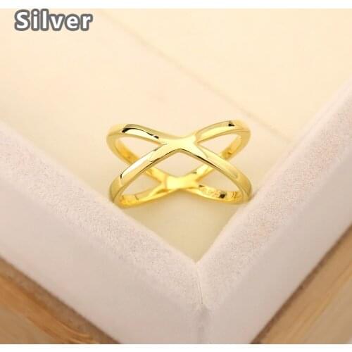 Best selling European and American fashion S925 silver plated gold creative cross ring womens jewelry gift