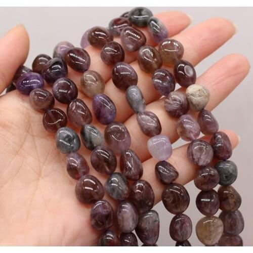 Natural Stone Bead Irregular Purple Rutilated Quartz Loose Beads 10-12 MM For DIY Jewelry Making Necklace Bracelet Accessory