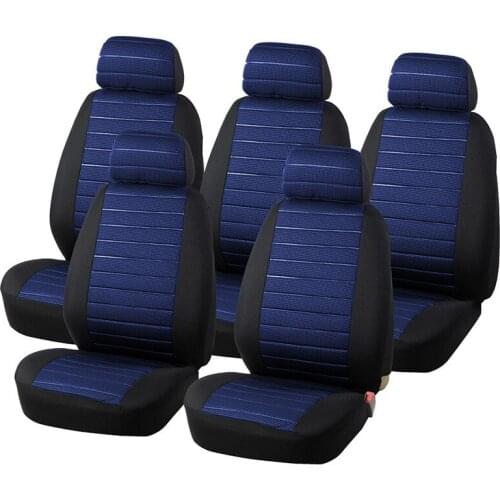 15PCS Van Seat Covers Airbag Compatible,5MM Foam Universal 5x Seater Seats Checkered Blue Interior Accessories
