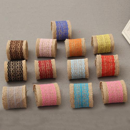 2M 6cm Jute Burlap Hessian Ribbon Lace Trims Rustic DIY Trim Fabric For Sewing Wedding Party Decoration Accessories