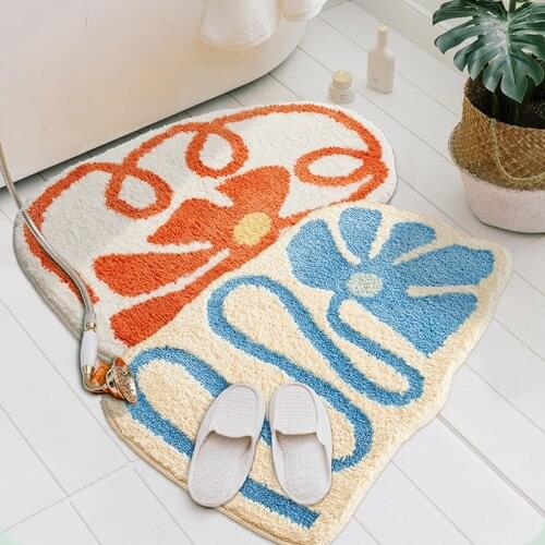Flora Flora Bathroom Mat Chic Simple Fresh Blue Orange Purple Soft Carpet Super Absorbent Slip-resistant Pad Kitchen Door Floor