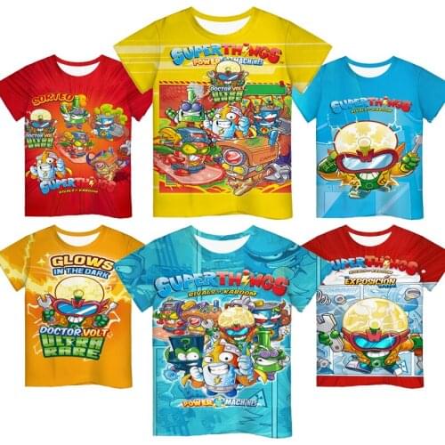 Boys Girls Cartoon Tshirts Kids Super Zings 7 T Shirt Children Superthings Power Machines T-shirts Summer Toddler Anime Tee Tops