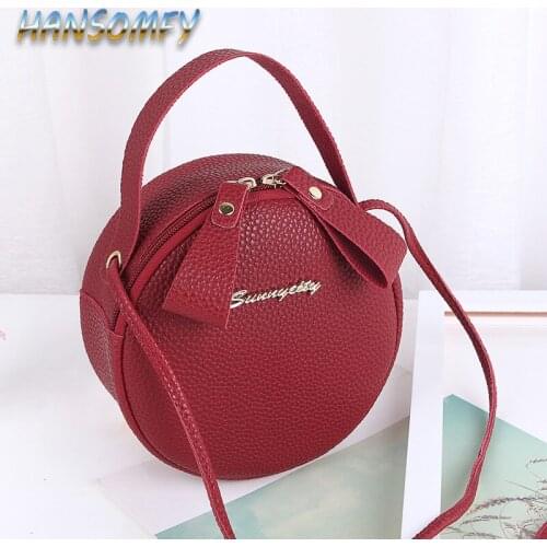 HANSOMFY 2019 Fashion Women Bag Simple Design Messenger Bag for Female Mini Circular Handbag PU Leather Lady Crossbody Bag LD-26