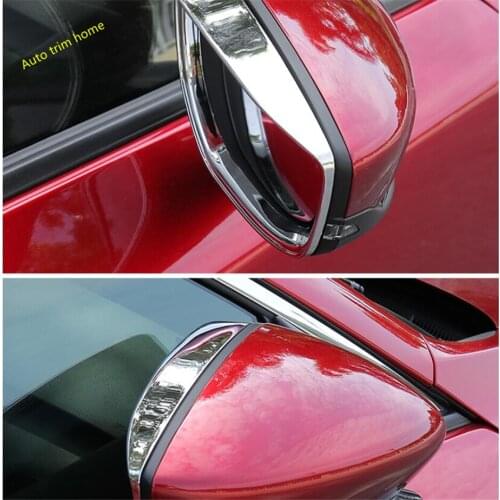 Lapetus Chrome Rearview Mirror Eyebrow Sun Rain Shield Visor Cover Trim Fit For Mazda 3 2019 2020 ABS Auto Accessories
