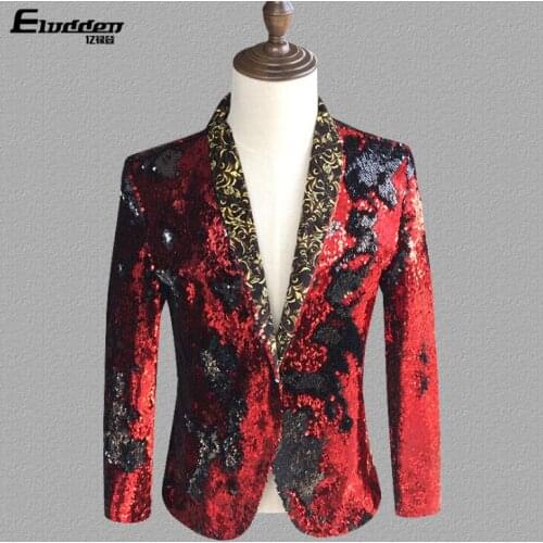 Personality Color changing sequins clothes men suits designs homme terno stage singers jacket men blazer dance star style