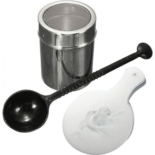 Coffee Mold Printing Assembly Chocolate Shaker Duster 16pcs Cappuccino Coffee Stencils Measure Spoon