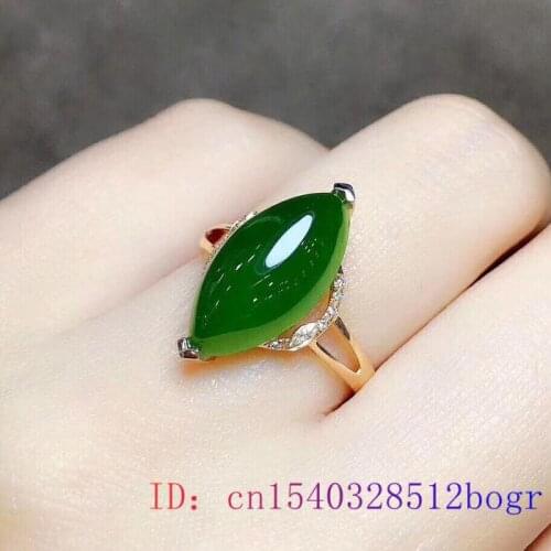 Green Jade Ring Natural Crystal Gifts Amulet Chalcedony Charm Fashion Women Gemstone 925 Silver Zircon Jewelry