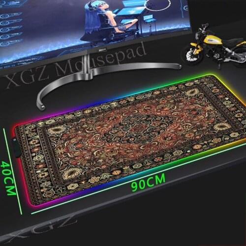XGZ High-grade Brown Persian Carpet Large RGB Game Mouse Pad Lock Edge Computer Desk Speed Colorful Natural Rubber Non-slip