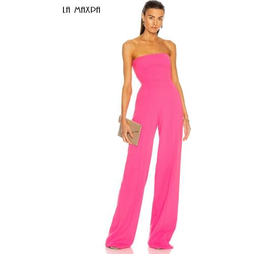 Summer New Style 2021 High-End Elegant WomenS Jumpsuit With Breast Wrap Sexy Jumpsuit Wide-Legged Strapless Wide-Leg Fashion