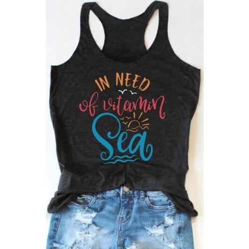 Colored In Need Of Vitamin Sea tanks women pure cotton undershirt hipster singlet casual grunge quote sleeveless garment fit top
