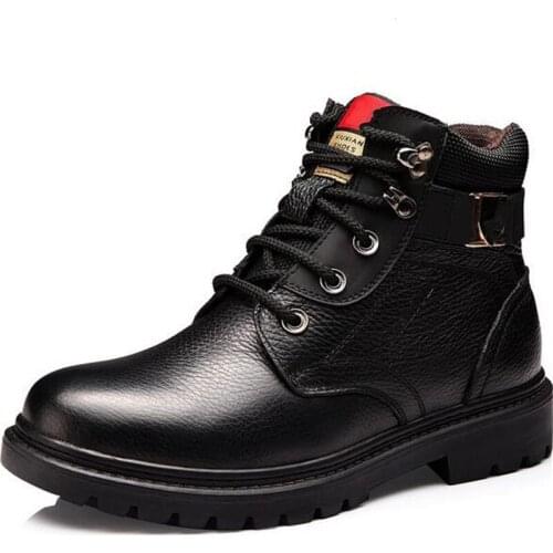 2019 New Warm Winter Boots Men Shoes Snow Boots Non-slip Wear Fashion Genuine Leather Shoes Martin Boots Men Boot Snow Shoes