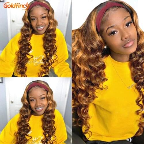 New Style 1b 30 Ombre Blonde Headband Wig Human Hair Loose Deep Wave Headband Wigs For Women Bandeau Cheveux Designer Headband
