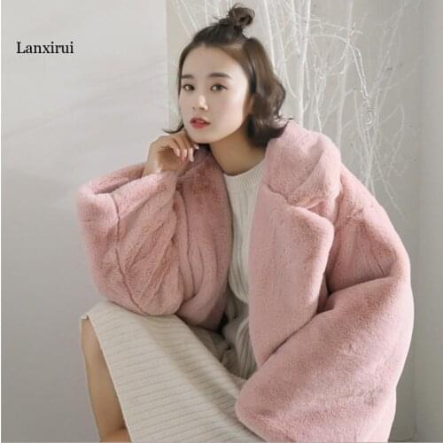 Women Winter New Thick Warm Long Fur Leather Female Loose Casual Brand Fashion Elegant Outerwear Ladies Soft Slim Coats ML789