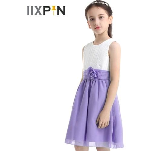 Girls Dresses Kids Dance Wear Pleated Princess Party Dress Flower Girl Clothes School Show Childrens Stage Performnace Costume