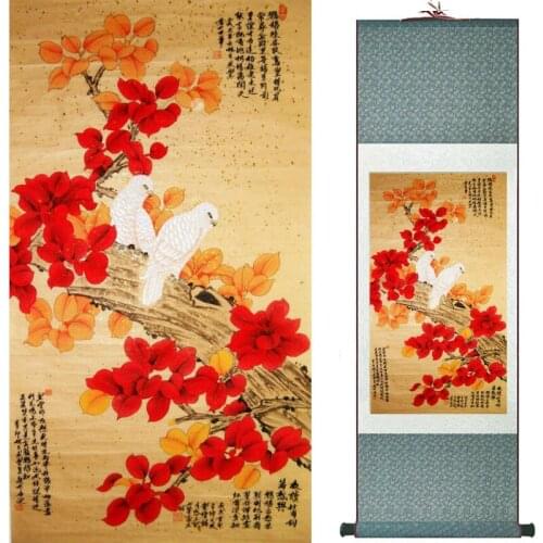 Birds on the tree Painting Home Office Decoration Chinese scroll painting birds painting birds and flower painting2018062909
