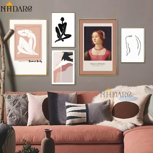 Retro Fashion European Style Canvas Print Painting Poster Art Wall Pictures for Living Room Vintage Character Body Home Decor