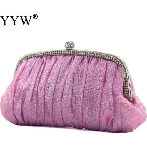 Pink Evening Bag Highclass Pleated Wedding Party Dress Purse Bridal Wedding Parites Prom Sac Elegant Handbags Designer Pochette