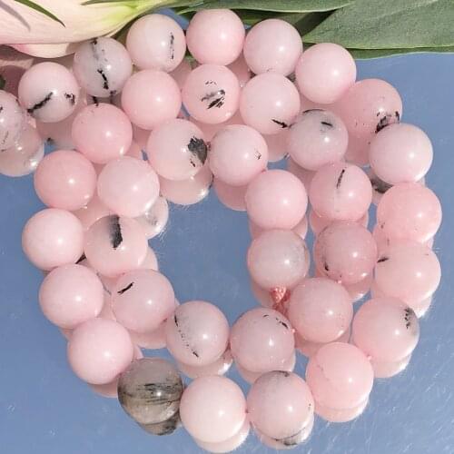 Pink Opal Stone Beads Smooth Round Loose Spacer Natural Stone Beads For Jewelry Making Diy Bracelet Accessories 6/8/10MM 15"Inch