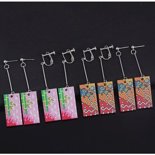 1 Pair Anime Demon Slayer Kimetsu no Yaiba Kamado Nezuko Agatsuma Zenitsu Acrylic Dangle Earrings Cosplay Jewelry Accessories