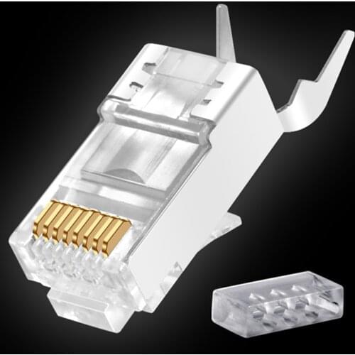 Network cable connector 1/10pcs RJ45 connector Cat6a Cat7 RJ45 plug shield FTP 8P8C network crimp connector