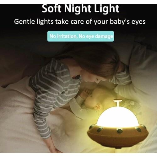 NICLUX LED Night Light Cute UFO Night Lamp Rechargeable Flying Saucer Bedside Lamp For Breastfeeding Children Kids Bedroom