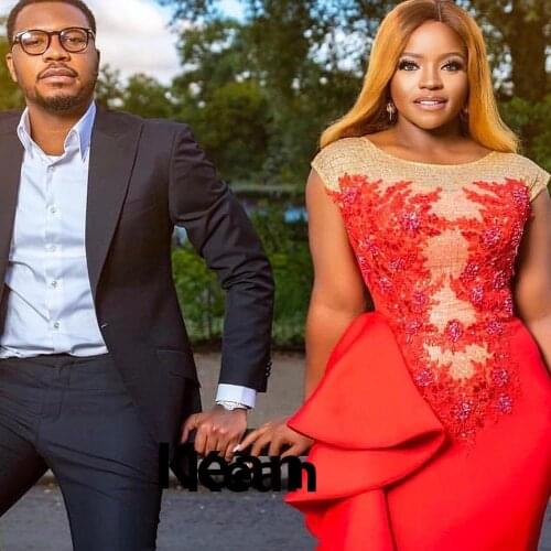 Red High Split Evening Dress Mermaid Special Occasion Party Dress robe soiree Islamic Dubai Kaftan Saudi Arabic Evening Gown