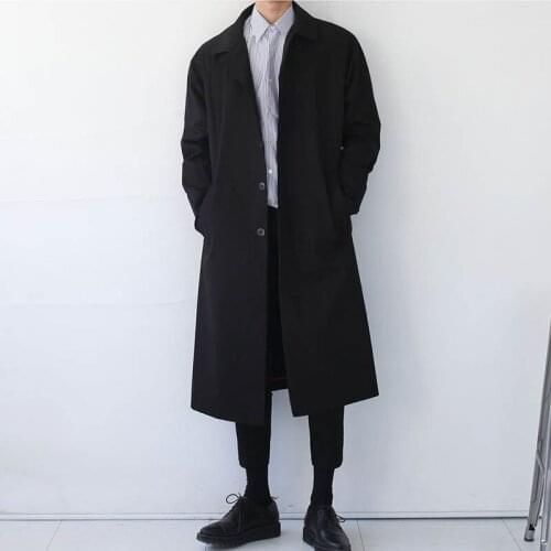 New Autumn Mens Outerwear Windbreaker Men' S Slim Long Sleeve Jackets Coat Long Turn-down Collar Casual Trench Coat Big Size