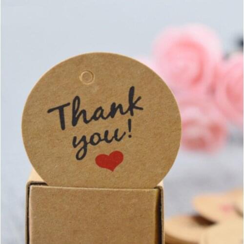 100 Pieces Thank You With Red Heart Kraft Gift Tags Tags Paper Party Hang Price Label Cards Hang Wedding Tag C0M0